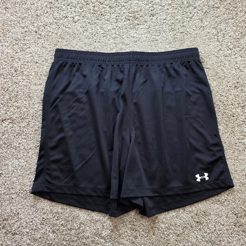 Under Armour HeatGear Shorts Mens Large Black Polyester Athletic Loose Fit Gym